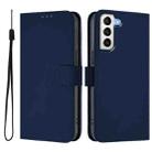 For Samsung Galaxy S21+ 5G Skin Feel Solid Color Leather Phone Case with Lanyard(Navy Blue) - 2