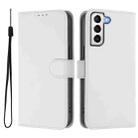 For Samsung Galaxy S21+ 5G Skin Feel Solid Color Leather Phone Case with Lanyard(White) - 2