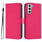 For Samsung Galaxy S21+ 5G Skin Feel Solid Color Leather Phone Case with Lanyard(Rose Red) - 2