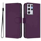 For Samsung Galaxy S21 Ultra 5G Skin Feel Solid Color Leather Phone Case with Lanyard(Violet) - 2