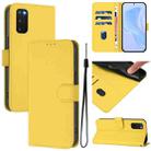 For Samsung Galaxy S20 FE 2022 Skin Feel Solid Color Leather Phone Case with Lanyard(Lemon Yellow) - 1