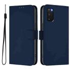 For Samsung Galaxy S20 FE 2022 Skin Feel Solid Color Leather Phone Case with Lanyard(Navy Blue) - 2