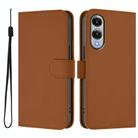 For Samsung Galaxy S25 Edge 5G Skin Feel Solid Color Leather Phone Case with Lanyard(Brown) - 2