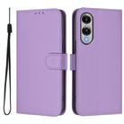 For Samsung Galaxy S25 Edge 5G Skin Feel Solid Color Leather Phone Case with Lanyard(Lavender Purple) - 2