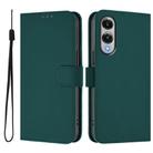 For Samsung Galaxy S25 Edge 5G Skin Feel Solid Color Leather Phone Case with Lanyard(Dark Green) - 2