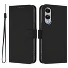 For Samsung Galaxy S25 Edge 5G Skin Feel Solid Color Leather Phone Case with Lanyard(Black) - 2