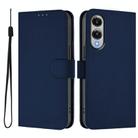 For Samsung Galaxy S25 Edge 5G Skin Feel Solid Color Leather Phone Case with Lanyard(Navy Blue) - 2