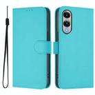 For Samsung Galaxy S25 Edge 5G Skin Feel Solid Color Leather Phone Case with Lanyard(Lake Blue) - 2