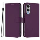 For Samsung Galaxy S25 Edge 5G Skin Feel Solid Color Leather Phone Case with Lanyard(Violet) - 2