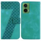 For Motorola Moto G35 Seven-shaped Embossed Leather Phone Case(Green) - 1