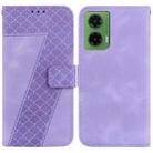 For Motorola Moto G35 Seven-shaped Embossed Leather Phone Case(Purple) - 1