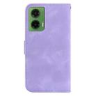 For Motorola Moto G35 Seven-shaped Embossed Leather Phone Case(Purple) - 3