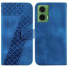 For Motorola Moto G35 Seven-shaped Embossed Leather Phone Case(Blue) - 1