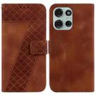 For Motorola Moto G75 5G Seven-shaped Embossed Leather Phone Case(Brown) - 1