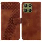 For Motorola Moto G15 Seven-shaped Embossed Leather Phone Case(Brown) - 1