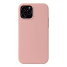 For iPhone 12 / 12 Pro Solid Color Liquid Silicone Shockproof Protective Case(Sakura Pink) - 1