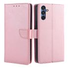 For Samsung Galaxy M35 5G Calf Texture Buckle Flip Leather Phone Case(Rose Gold) - 1
