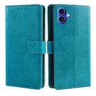 For iPhone 16 Calf Texture Buckle Flip Leather Phone Case(Light Blue) - 1