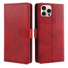 For iPhone 16 Pro Max Calf Texture Buckle Flip Leather Phone Case(Red) - 1