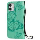 For iPhone 12 mini 3D Butterfly Embossed Pattern Horizontal Flip Leather Case with Holder & Card Slot & Wallet & Lanyard(Green) - 3