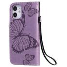 For iPhone 12 mini 3D Butterfly Embossed Pattern Horizontal Flip Leather Case with Holder & Card Slot & Wallet & Lanyard(Purple) - 3