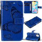 For iPhone 12 mini 3D Butterfly Embossed Pattern Horizontal Flip Leather Case with Holder & Card Slot & Wallet & Lanyard(Blue) - 1