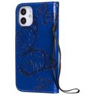 For iPhone 12 mini 3D Butterfly Embossed Pattern Horizontal Flip Leather Case with Holder & Card Slot & Wallet & Lanyard(Blue) - 3