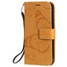 For iPhone 12 mini 3D Butterfly Embossed Pattern Horizontal Flip Leather Case with Holder & Card Slot & Wallet & Lanyard(Yellow) - 2