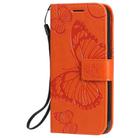 For iPhone 12 mini 3D Butterfly Embossed Pattern Horizontal Flip Leather Case with Holder & Card Slot & Wallet & Lanyard(Orange) - 2