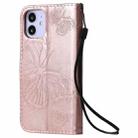 For iPhone 12 mini 3D Butterfly Embossed Pattern Horizontal Flip Leather Case with Holder & Card Slot & Wallet & Lanyard(Rose Gold) - 3