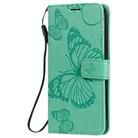 For iPhone 12 / 12 Pro 3D Butterfly Embossed Pattern Horizontal Flip Leather Case with Holder & Card Slot & Wallet & Lanyard(Green) - 2