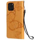 For iPhone 12 / 12 Pro 3D Butterfly Embossed Pattern Horizontal Flip Leather Case with Holder & Card Slot & Wallet & Lanyard(Yellow) - 3