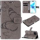 For iPhone 12 / 12 Pro 3D Butterfly Embossed Pattern Horizontal Flip Leather Case with Holder & Card Slot & Wallet & Lanyard(Grey) - 1