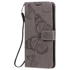 For iPhone 12 / 12 Pro 3D Butterfly Embossed Pattern Horizontal Flip Leather Case with Holder & Card Slot & Wallet & Lanyard(Grey) - 2