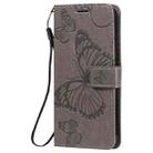 For iPhone 12 / 12 Pro 3D Butterfly Embossed Pattern Horizontal Flip Leather Case with Holder & Card Slot & Wallet & Lanyard(Grey) - 2