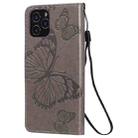 For iPhone 12 / 12 Pro 3D Butterfly Embossed Pattern Horizontal Flip Leather Case with Holder & Card Slot & Wallet & Lanyard(Grey) - 3