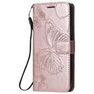 For iPhone 12 / 12 Pro 3D Butterfly Embossed Pattern Horizontal Flip Leather Case with Holder & Card Slot & Wallet & Lanyard(Rose Gold) - 2