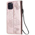 For iPhone 12 / 12 Pro 3D Butterfly Embossed Pattern Horizontal Flip Leather Case with Holder & Card Slot & Wallet & Lanyard(Rose Gold) - 3