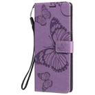 For LG G9 3D Butterfly Embossed Pattern Horizontal Flip Leather Case with Holder & Card Slot & Wallet & Lanyard(Purple) - 2