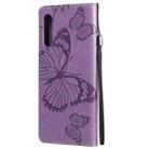 For LG G9 3D Butterfly Embossed Pattern Horizontal Flip Leather Case with Holder & Card Slot & Wallet & Lanyard(Purple) - 3