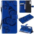 For LG G9 3D Butterfly Embossed Pattern Horizontal Flip Leather Case with Holder & Card Slot & Wallet & Lanyard(Blue) - 1