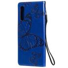 For LG G9 3D Butterfly Embossed Pattern Horizontal Flip Leather Case with Holder & Card Slot & Wallet & Lanyard(Blue) - 3