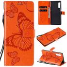 For LG G9 3D Butterfly Embossed Pattern Horizontal Flip Leather Case with Holder & Card Slot & Wallet & Lanyard(Orange) - 1