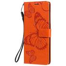 For LG G9 3D Butterfly Embossed Pattern Horizontal Flip Leather Case with Holder & Card Slot & Wallet & Lanyard(Orange) - 1