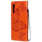 For LG G9 3D Butterfly Embossed Pattern Horizontal Flip Leather Case with Holder & Card Slot & Wallet & Lanyard(Orange) - 2