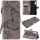 For LG G9 3D Butterfly Embossed Pattern Horizontal Flip Leather Case with Holder & Card Slot & Wallet & Lanyard(Grey) - 1