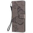 For LG G9 3D Butterfly Embossed Pattern Horizontal Flip Leather Case with Holder & Card Slot & Wallet & Lanyard(Grey) - 2