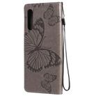 For LG G9 3D Butterfly Embossed Pattern Horizontal Flip Leather Case with Holder & Card Slot & Wallet & Lanyard(Grey) - 3