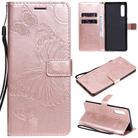 For LG G9 3D Butterfly Embossed Pattern Horizontal Flip Leather Case with Holder & Card Slot & Wallet & Lanyard(Rose Gold) - 1