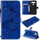 For LG K41S & K51S 3D Butterfly Embossed Pattern Horizontal Flip Leather Case with Holder & Card Slot & Wallet & Lanyard(Blue) - 1